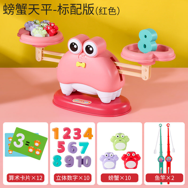 Children's frog balance scale fishing toy puzzle number addition and subtraction logic training parent-child interaction 1-2 years old 3