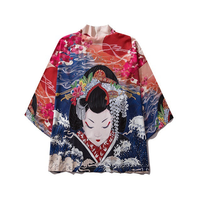 Cross-border digital printing Japanese-style Harajuku men's and women's kimono cloak jacket pajamas