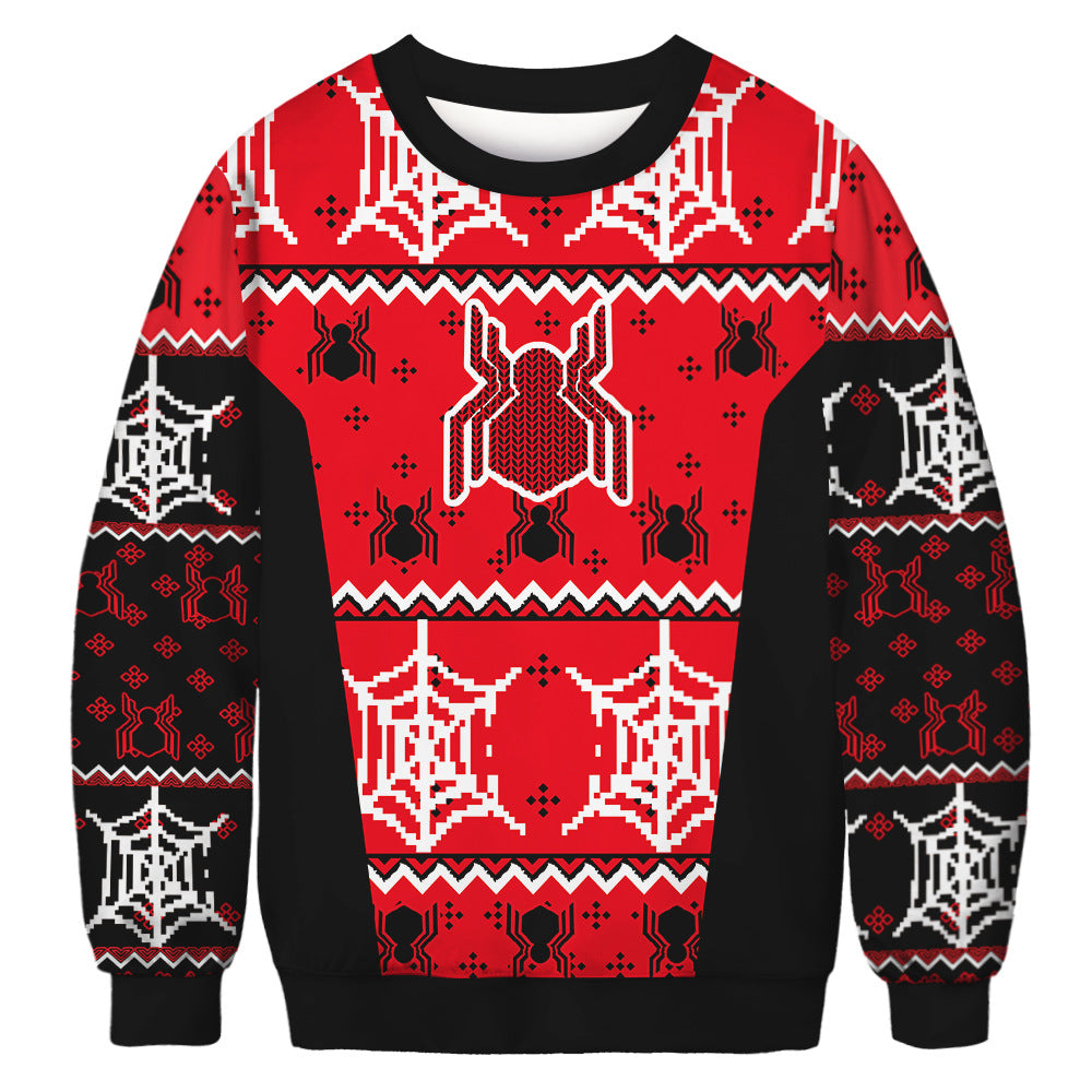 Cross-border hot selling new Christmas digital printing men's and women's same round neck pullover long-sleeved sweater loose tide brand autumn clothes