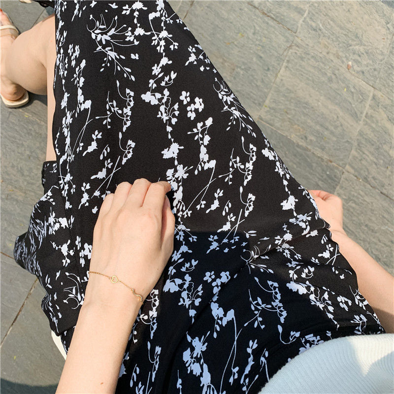 Floral Skirt  Breathable One Piece Lace Up Skirt Wrap Skirt Vacation Mid-Length Loose Beach Skirt Hot