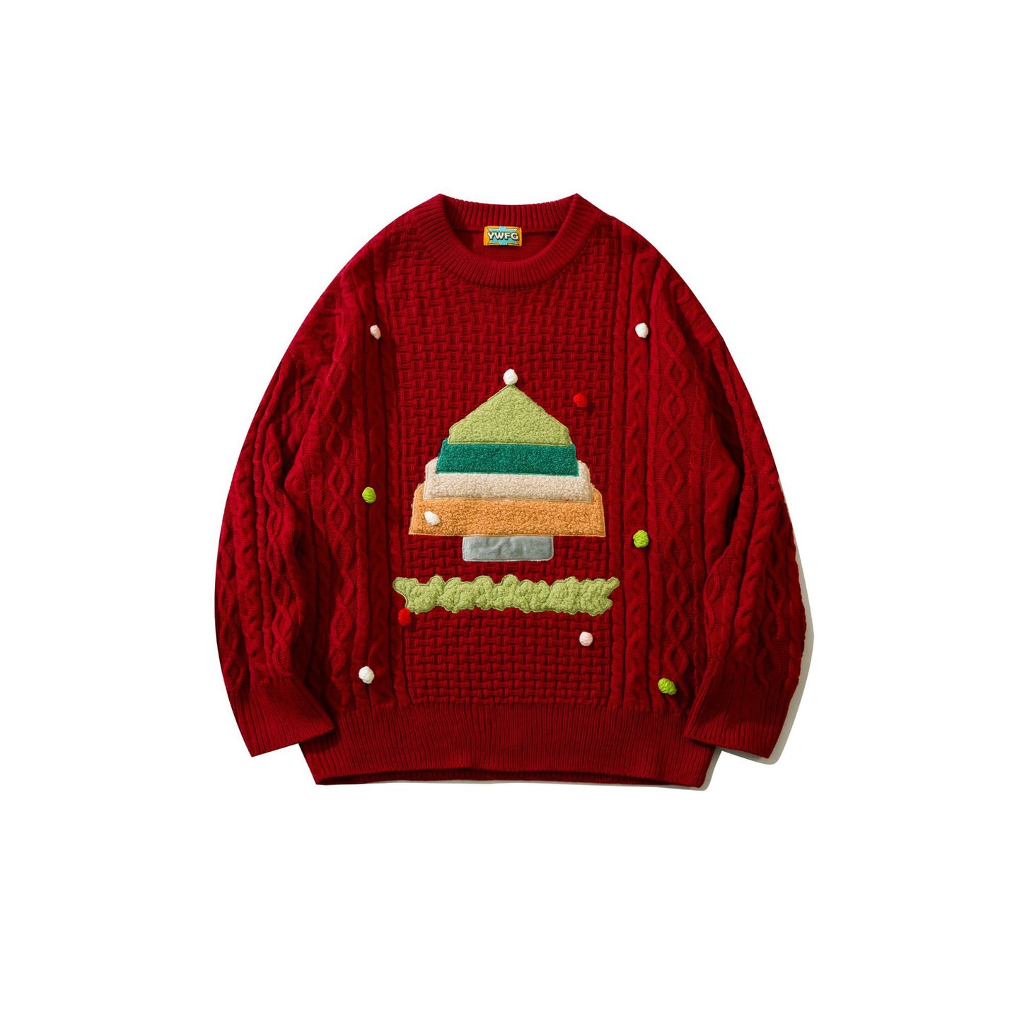 YWFG women's Christmas color Christmas tree vegetable tanned alphabet twist cartoon men and women sweaters