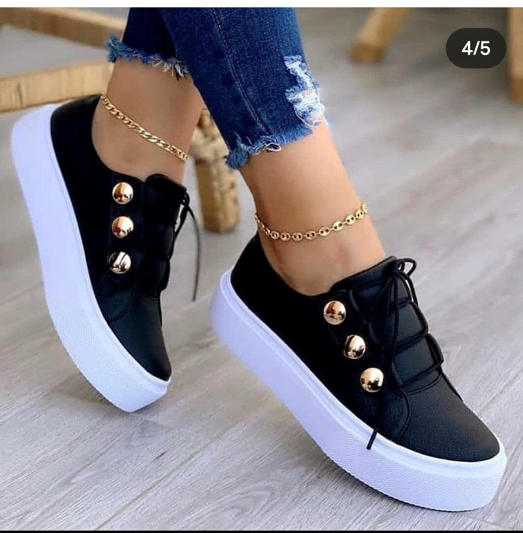 New women's single shoes flat heel casual fashion lace-up women's sneakers