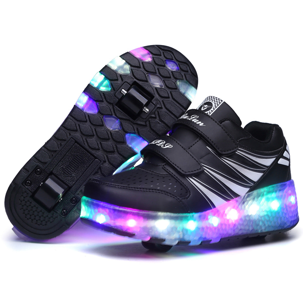 Cross-border LED hair smooth roller sports single and double wheels boys and girls shoes