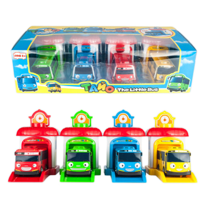 Jianyuan simulation cartoon bus ejection TAYO pull back toy car WATCH CAR boy children's toys