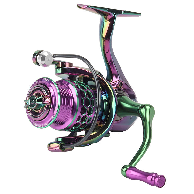 Fishing reel all metal fishing reel colorful spinning wheel no gap cross-border export metal rocker arm Luya round sea fishing reel