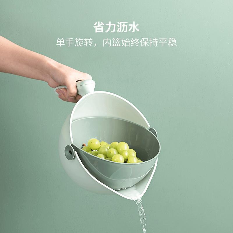 Draining basket washing basin double-layer plastic fruit basket household kitchen multi-functional storage vegetable basket fruit plate