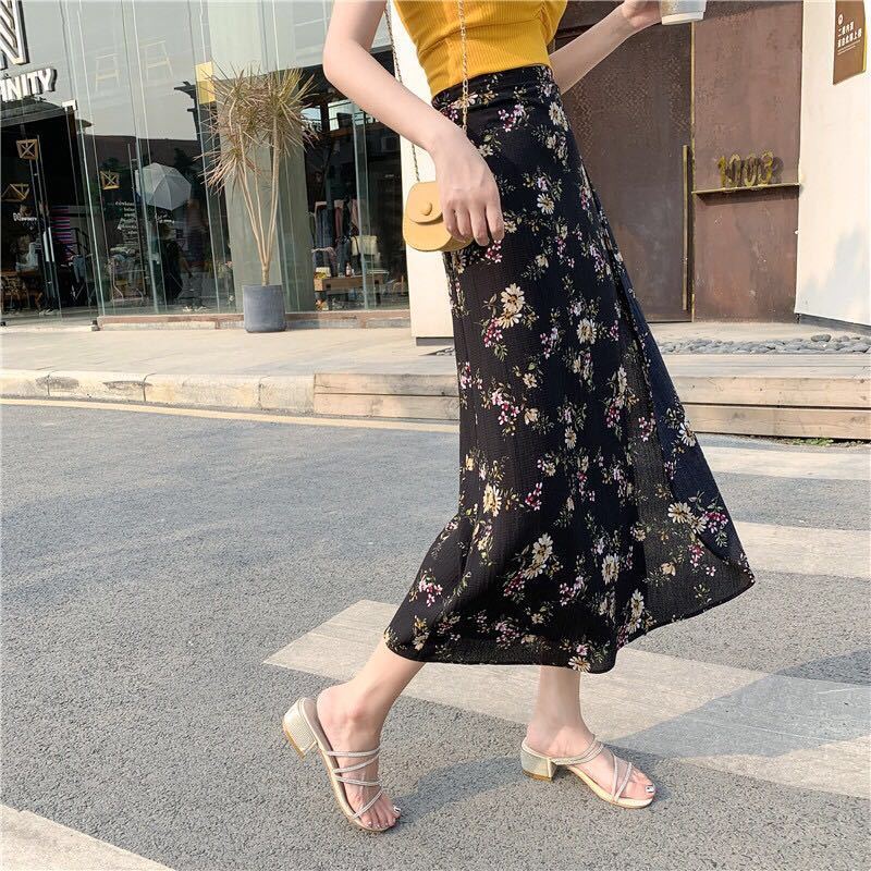 Floral Skirt  Breathable One Piece Lace Up Skirt Wrap Skirt Vacation Mid-Length Loose Beach Skirt Hot