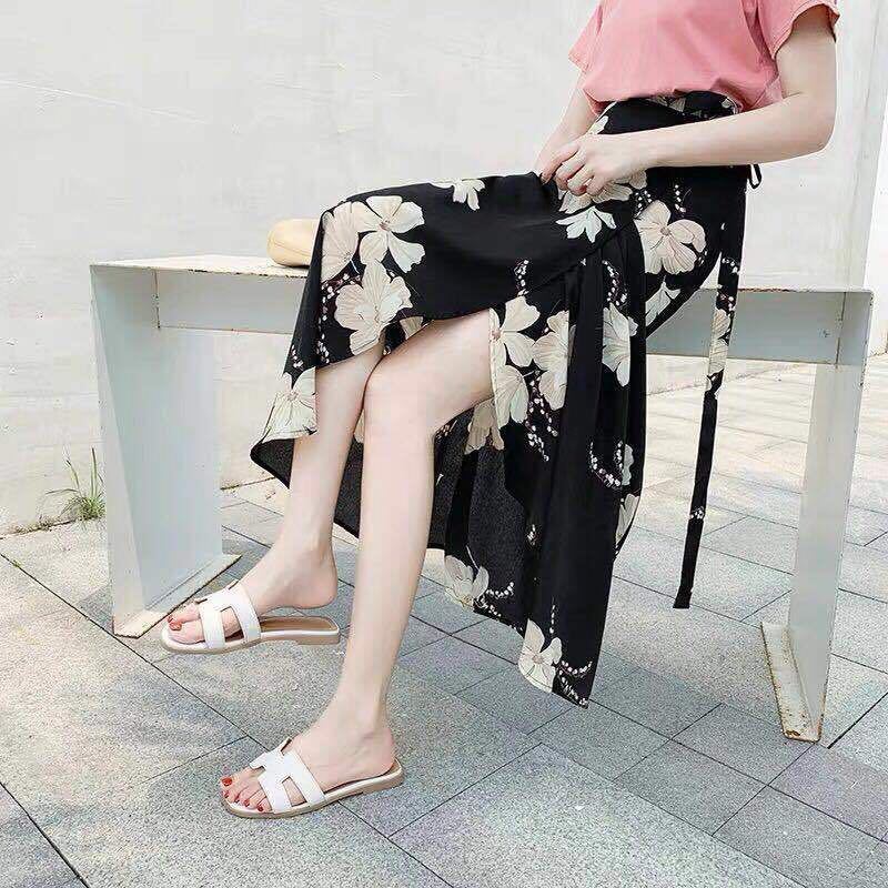 Floral Skirt  Breathable One Piece Lace Up Skirt Wrap Skirt Vacation Mid-Length Loose Beach Skirt Hot