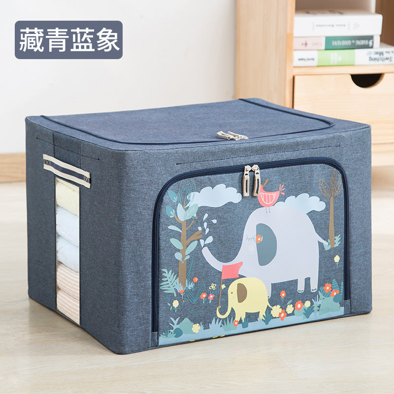 Clothes storage box imitation linen art household finishing box foldable wardrobe storage good clothes basket bag artifact