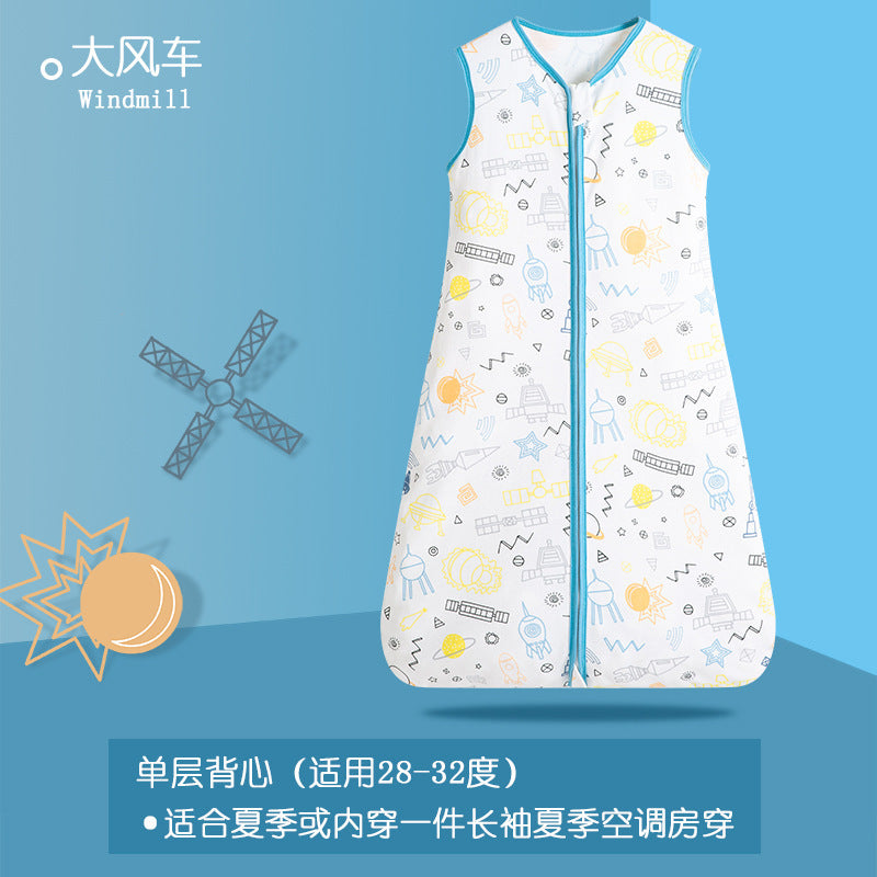 Cross-border hot spring and summer new cotton anti-startle baby sleeping bag children's vest pajamas sleeveless baby anti-kick quilt