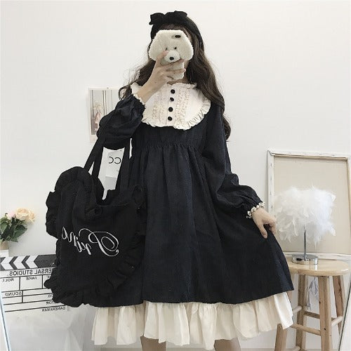 New Japanese girl cute lolita stitching mid-length skirt Lolita sweet dress