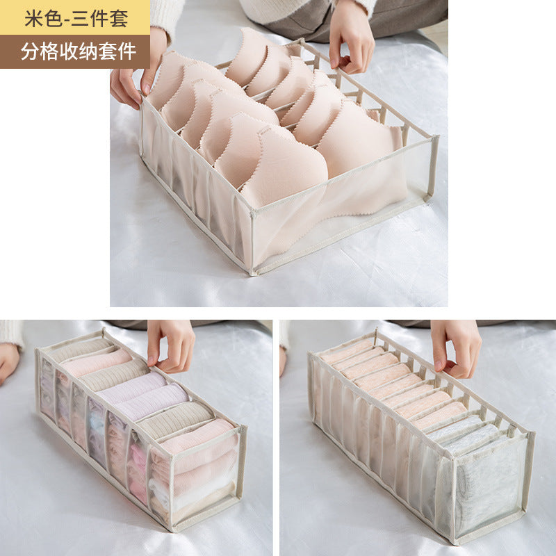 Household underwear storage box, bra, socks, bag, drawer, foldable storage bag, environmentally friendly grid separation, panty finishing box