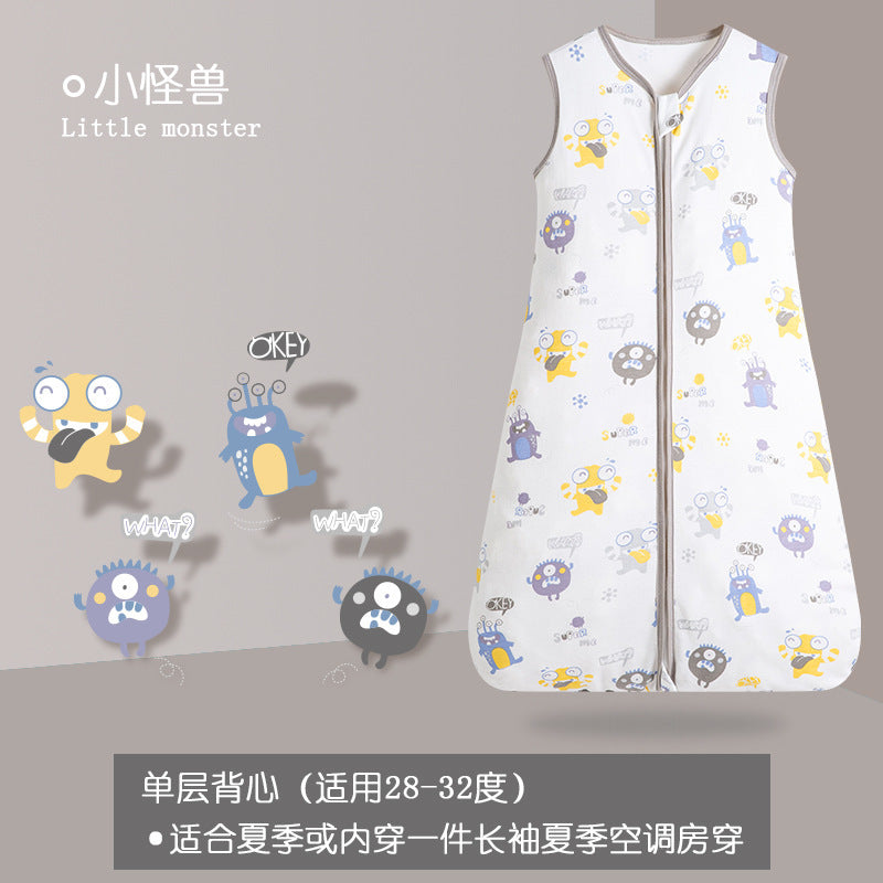 Cross-border hot spring and summer new cotton anti-startle baby sleeping bag children's vest pajamas sleeveless baby anti-kick quilt