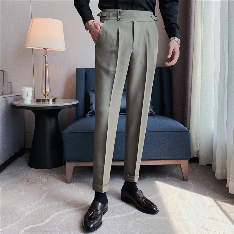 Korean version men's drape high-waist straight-leg pants