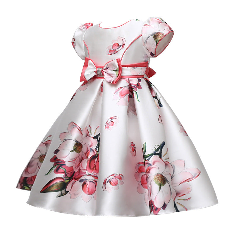 Children's clothing new girl vest skirt printing princess skirt banquet evening dress skirt