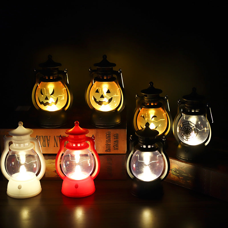 Retro kerosene lamp Christmas Halloween pumpkin portable pony lantern night light LED electronic decoration candle light