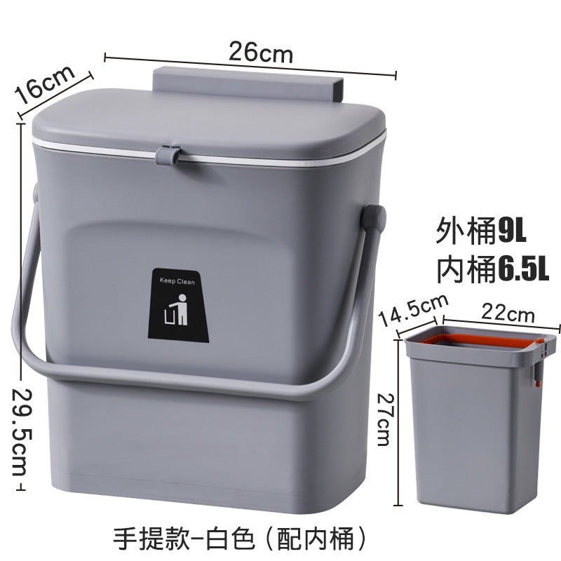 Thickened office sliding lid garbage basket household bedroom bathroom kitchen portable flip top kitchen waste wall-mounted trash can