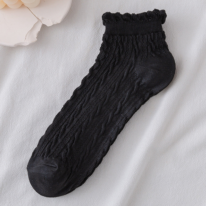 Socks female shallow mouth boat socks fungus lace ins tide cute cotton socks