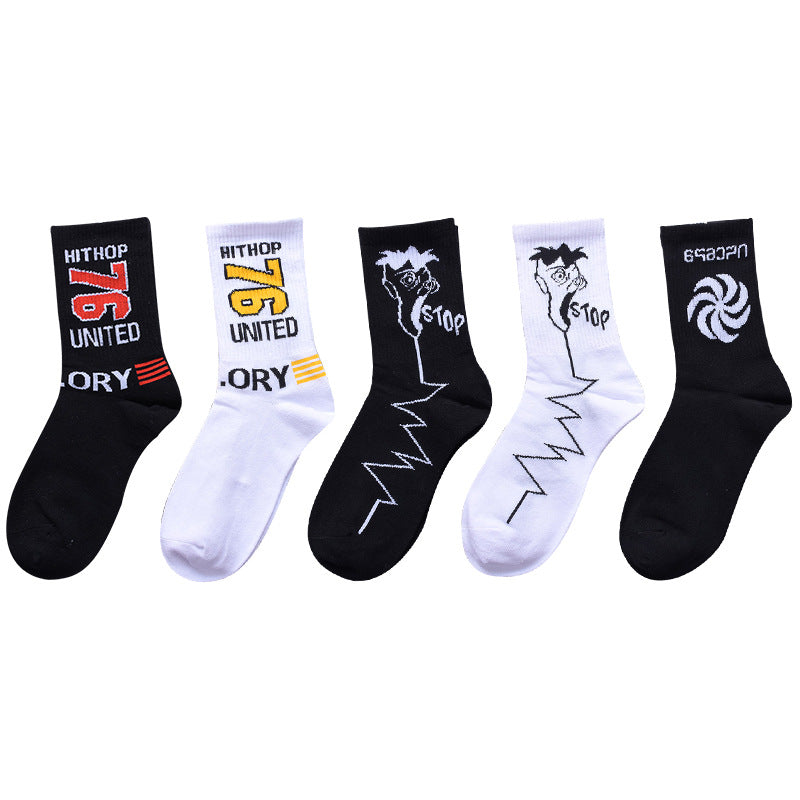 Socks men and women stockings street ins trend stockings black sports wind high-top basketball socks