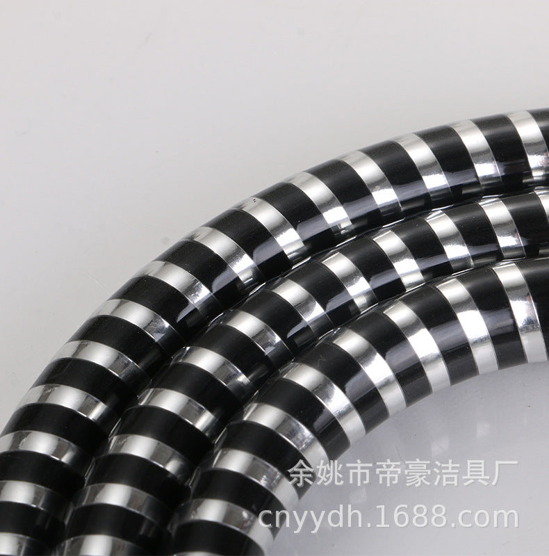 PVC shower hose plumbing bathroom shower fitting pipe bright silver double hole hot and cold telescopic hose