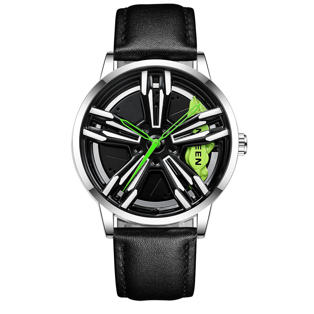 Locomotive watch men's rotating hub three-dimensional hollow luminous men's watch