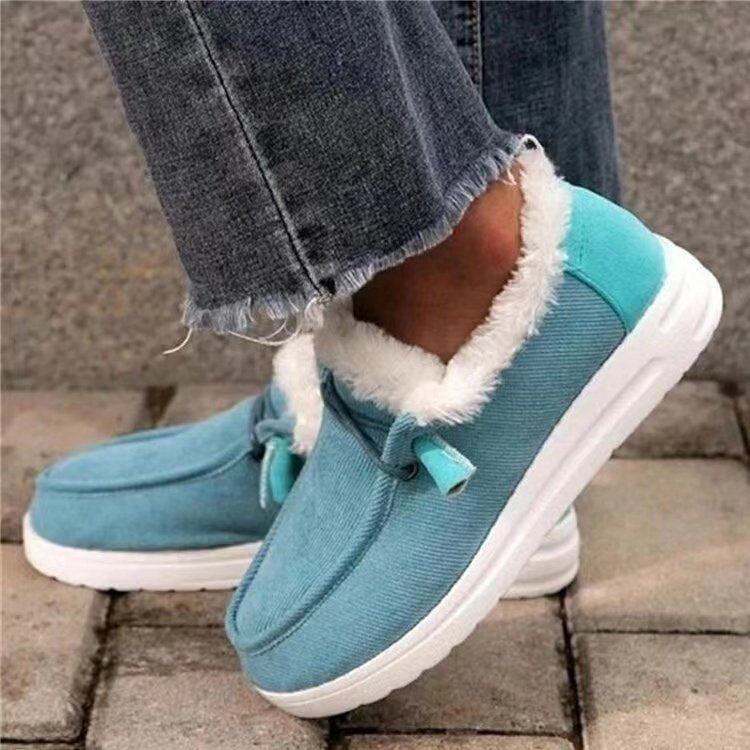 Snow boots women's fashion new style plus velvet thick non-slip wear-resistant cotton shoes peas shoes flat-bottomed lazy shoes