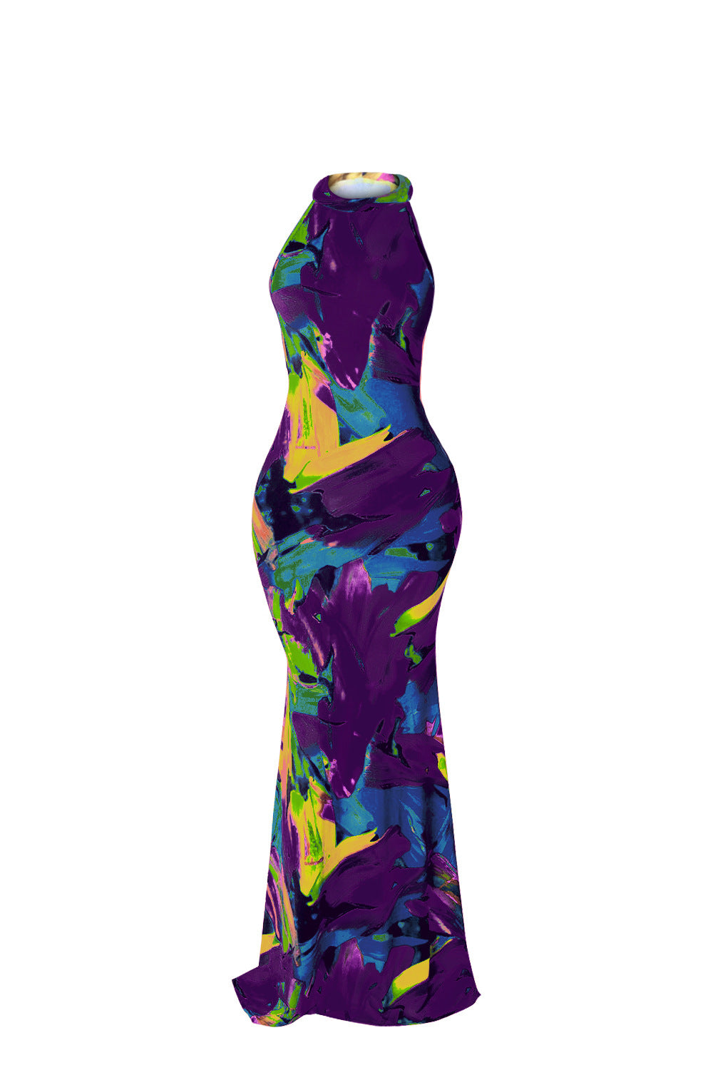 European and American Slim Long Skirt Women's Printed Beach Evening Dress