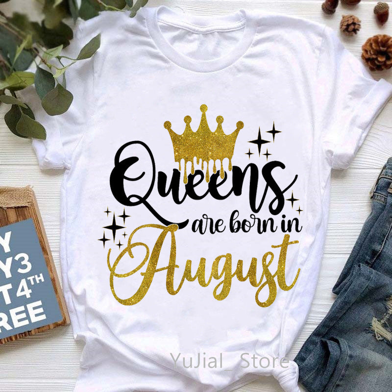 December printing, queen queen, summer women's clothing, Korean version, couple wear blouse, short-sleeved t-shirt