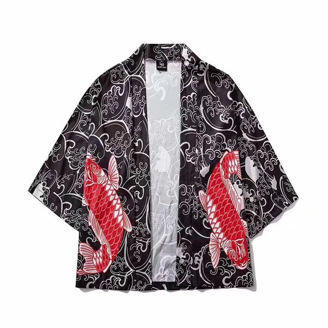 Cross-border digital printing Japanese-style Harajuku men's and women's kimono cloak jacket pajamas