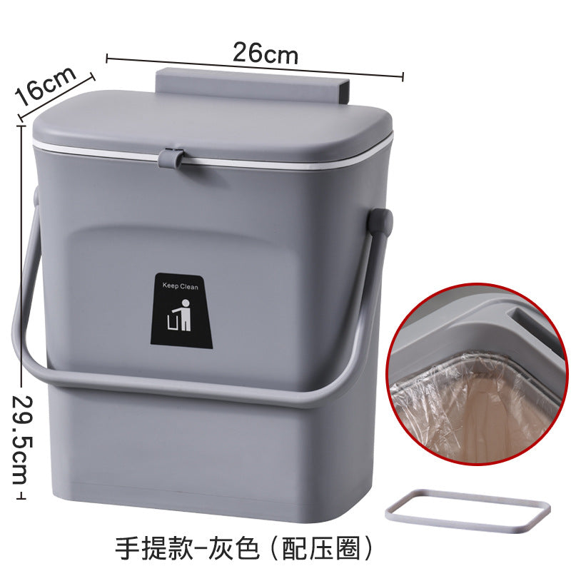 Thickened office sliding lid garbage basket household bedroom bathroom kitchen portable flip top kitchen waste wall-mounted trash can