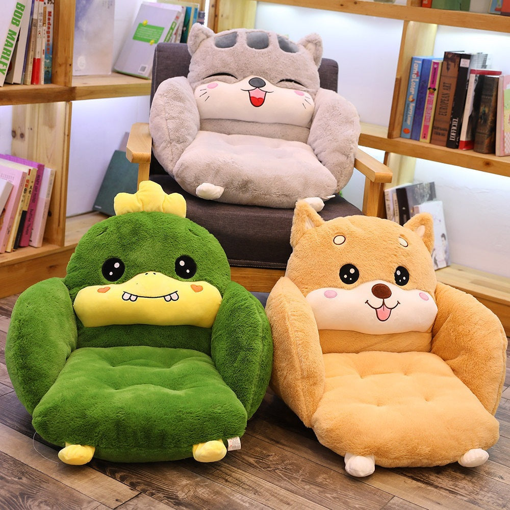 Cartoon semi-surrounded cushion plush toy office seat cushion home pillow lazy conjoined cushion