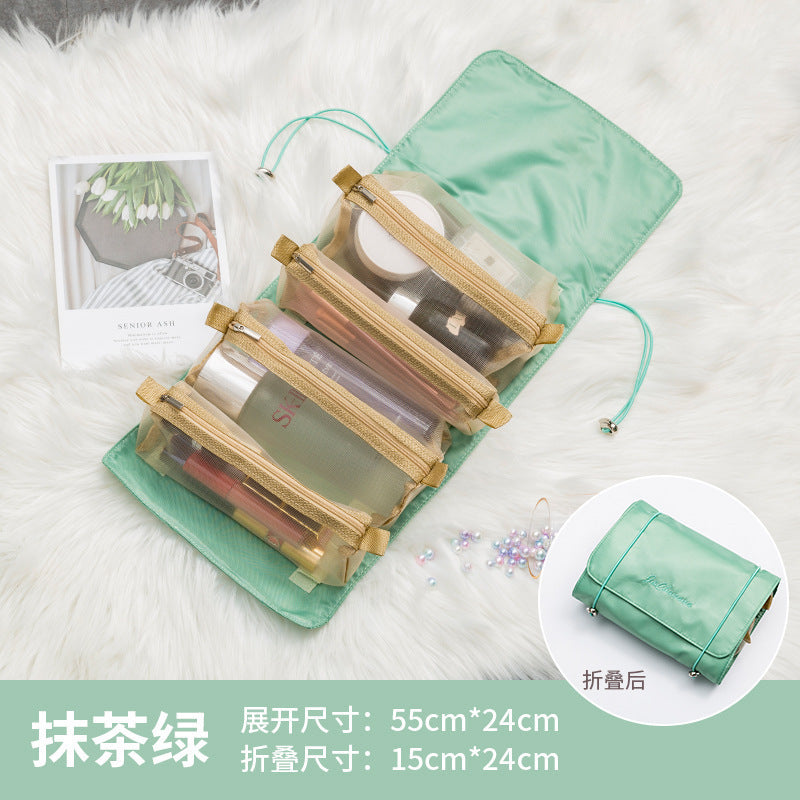 Lazy detachable cosmetic bag, portable large-capacity four-in-one portable folding travel cosmetic storage toilet bag