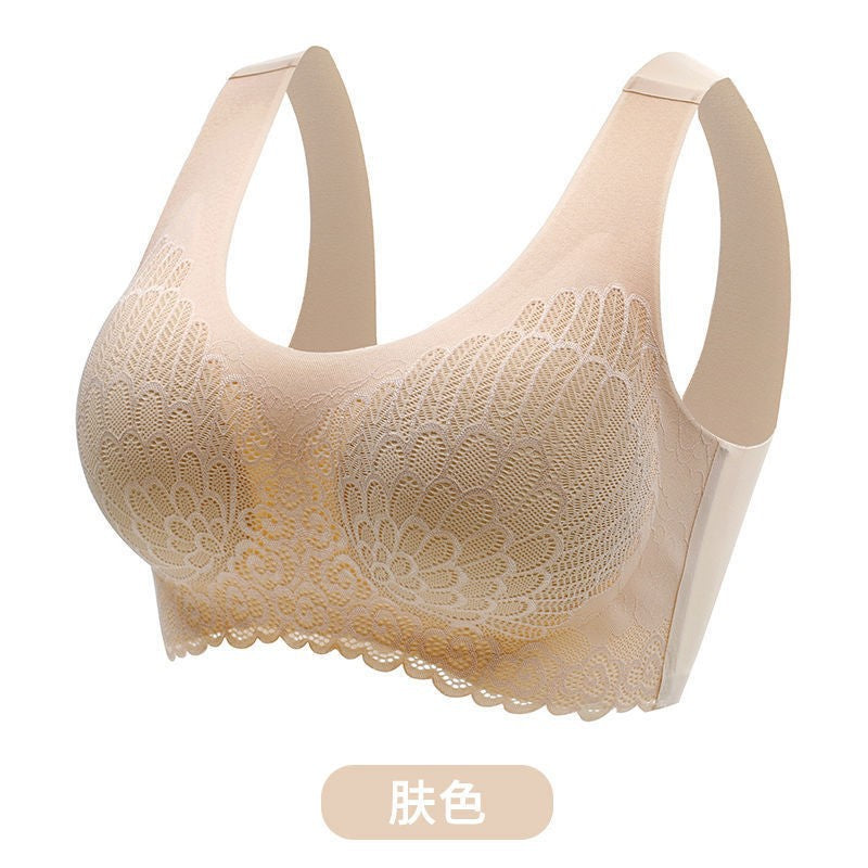 Women's non-marking and no steel ring gathering sports vest anti-sagging and breast-receiving sleep bra