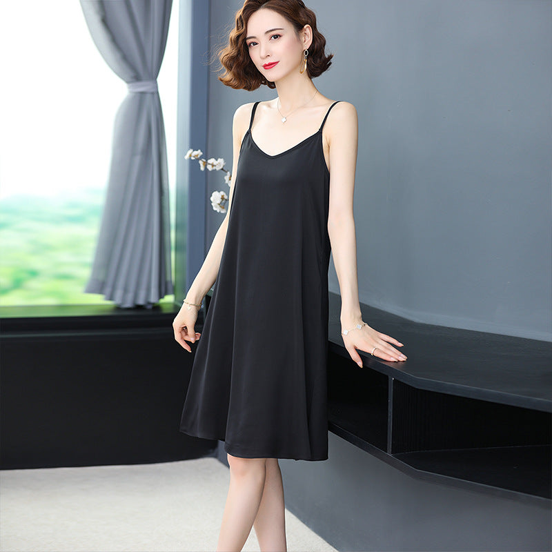 Camisole skirt summer women's sleeveless bottoming skirt female mid-length mulberry silk dress