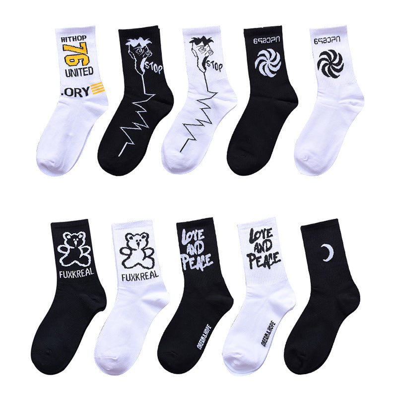 Socks men and women stockings street ins trend stockings black sports wind high-top basketball socks