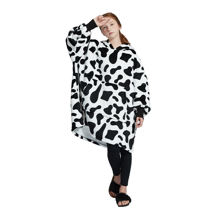 Cross-border new hooded lazy blanket pullover Flange lamb velvet  home casual wear pajamas