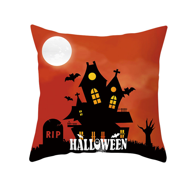 Halloween peach skin pillowcase without core cross-border sofa pillowcase square cushion cover