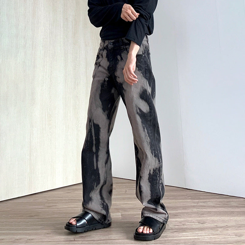 Korean Style Trendy Loose Straight Pants Tie Dye Gradient Pants