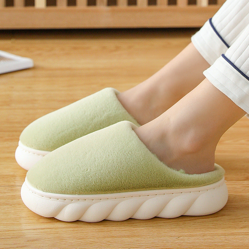 couples indoor home household cotton shoes men thick bottom fur women's slippers