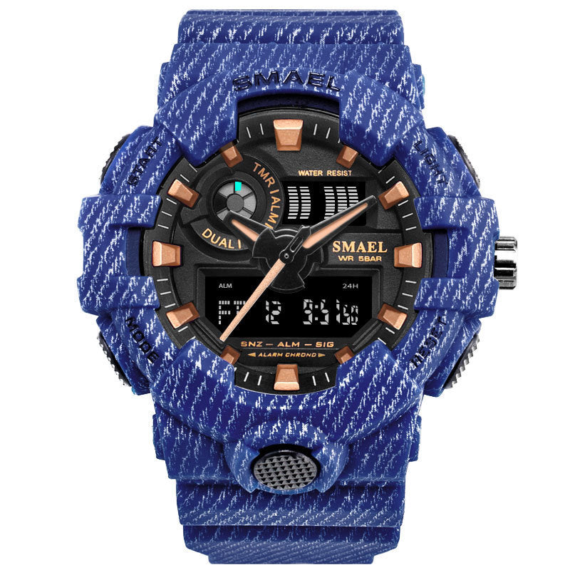 SMAEL Outdoor Denim Sports Waterproof Electronic Watch (OPP Packaging)