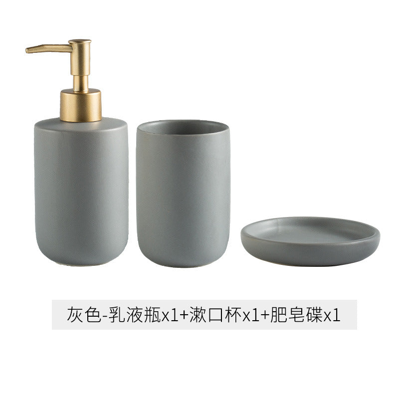 Simple solid color ceramic bathroom four-piece wash set bathroom supplies bathroom mouthwash cup toothbrush cup set