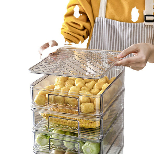 Vegetable preparation tray thickened refrigerator storage box drawer-type food preservation box anti-vegetable and fruit storage plastic transparent freezer box