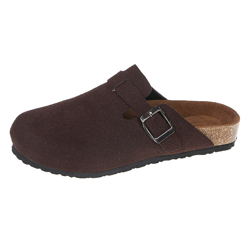 European and American fashion outer wear flat bottom couples flat cork lazy breathable slippers