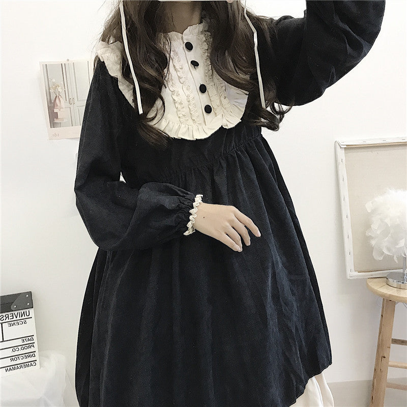 New Japanese girl cute lolita stitching mid-length skirt Lolita sweet dress