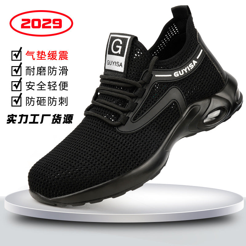 New cross-border labor insurance shoes, men's anti-smashing, anti-piercing, four seasons flying woven lightweight, comfortable and wear-resistant protective shoes