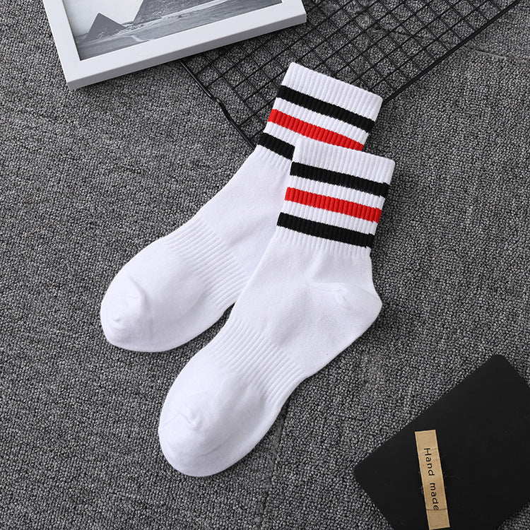 Student socks wild tube socks striped sports socks adult male