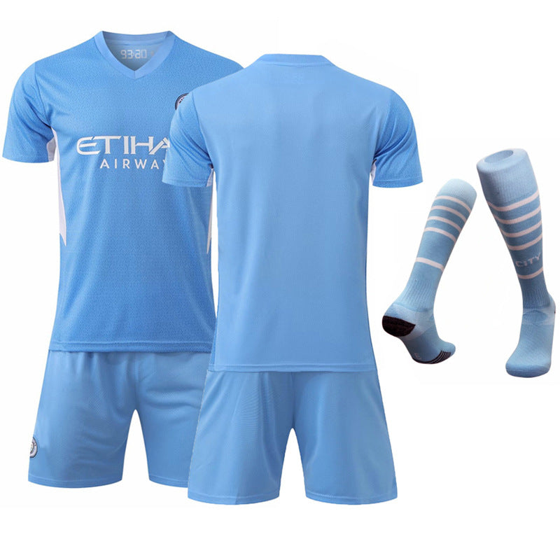 Manchester City home football jersey No. 10 Glalish jersey Blue Moon football jersey suit children's sportswear