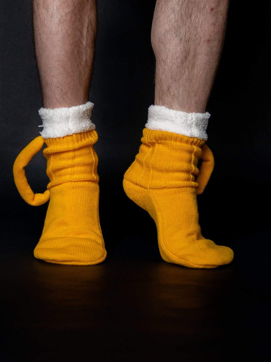 Cross-border new product 3D Beer Mug Socks beer mug socks creative knitted yellow warm floor socks