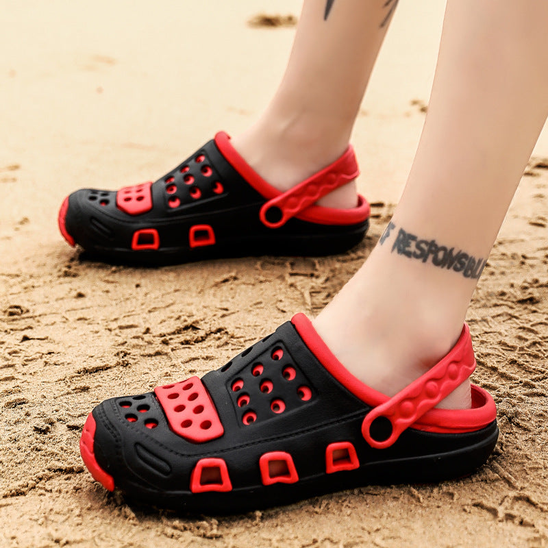 Korean style hole shoes men's outer sandals