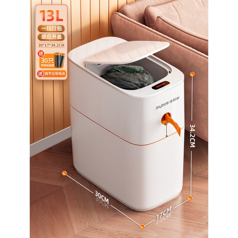 Household intelligent induction trash can toilet bathroom kitchen living room large capacity automatic packing tube